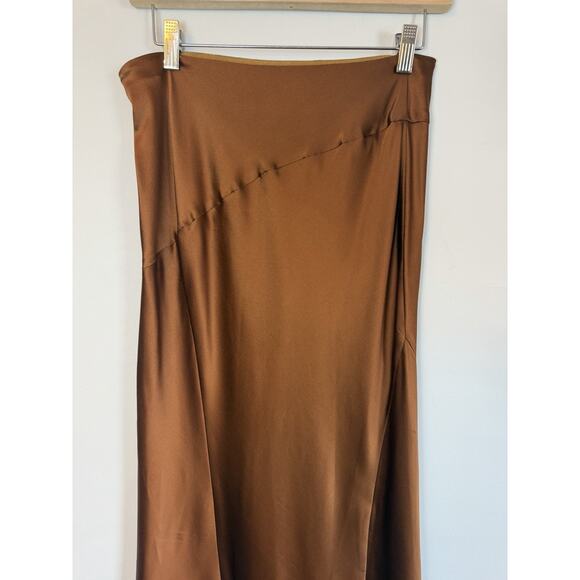 Veronica Beard Sorelle Silk Skirt Dark Ochre Brown Sz 4 $448 - Picture 7 of 16